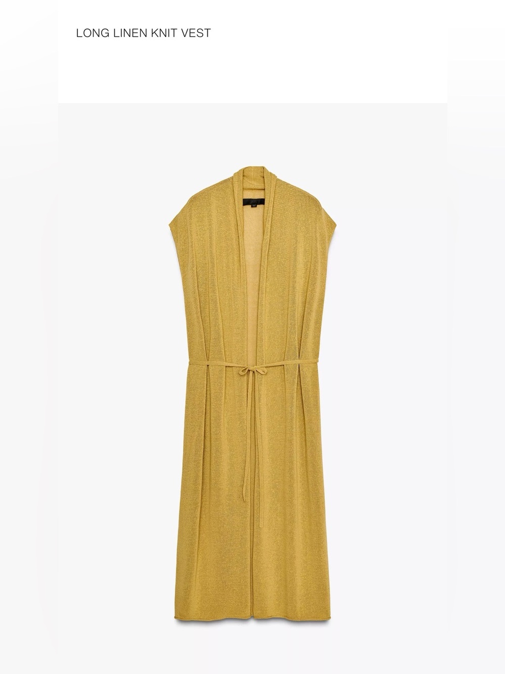 Zara 2 piece Mustard Yellow Knit Long Cardigan with Tank